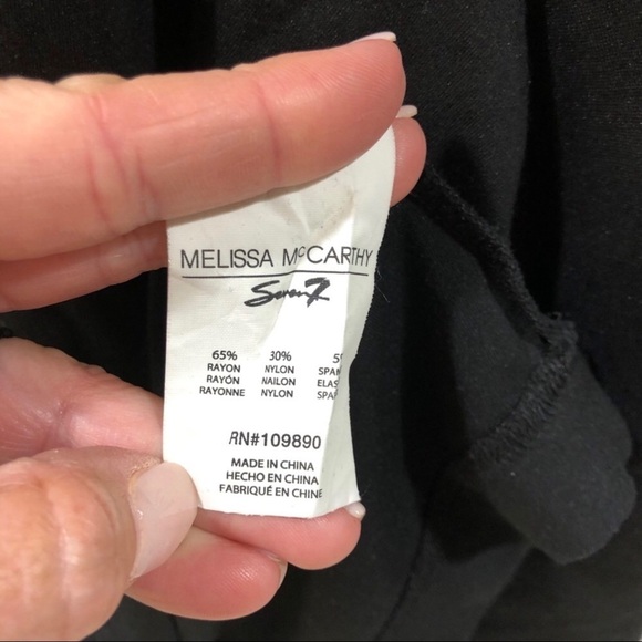 Seven by Melissa McCarthy Jeweled Neck Top 3/4 Length Sleeve Black Size 3X - Picture 8 of 10